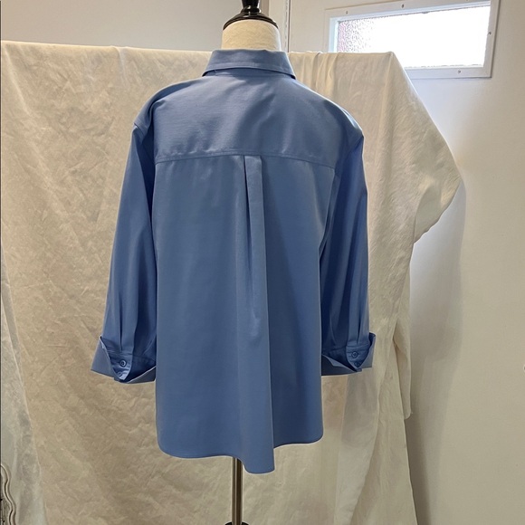 Chicos 3/4 sleeve no iron 2.5 French blue Button-Up Shirt - Picture 3 of 6